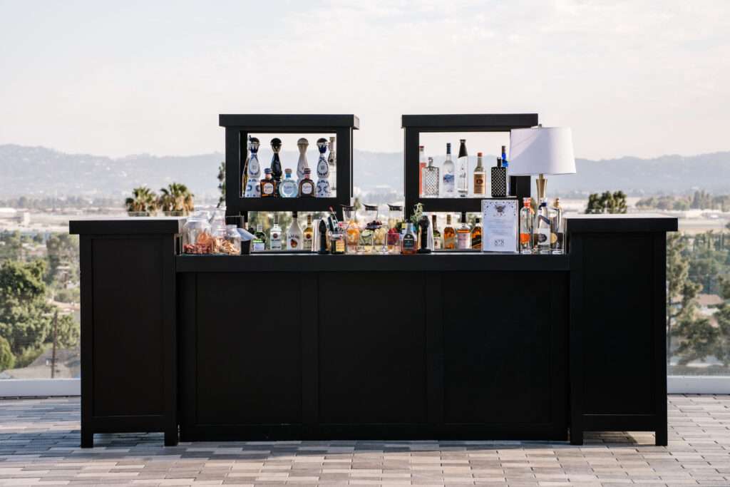 10ft Classic Black Wood Bar + Shelves